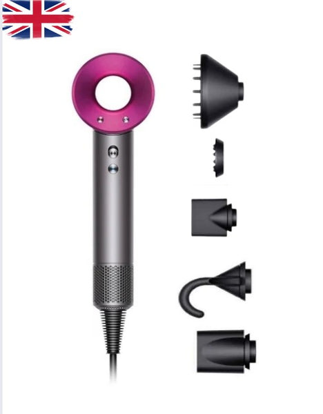 VIVID Professional airflow Salon Leafless DYSON Supersonic design Blower Fast Hairdryer 1500-1800W, 3 precise speed ,4 precise heat settings with 5 Magnetic attachments for quick drying and efficient styling. RED.